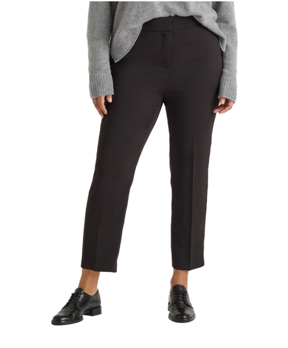 Quince Stretch Crepe Dress Pants Size 10 Black Straight Leg NWT